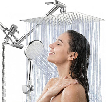 Shower Head, 8 Inch High Pressure Rainfall Shower Head/Handheld Shower Combo with 11 Inch Extension Arm