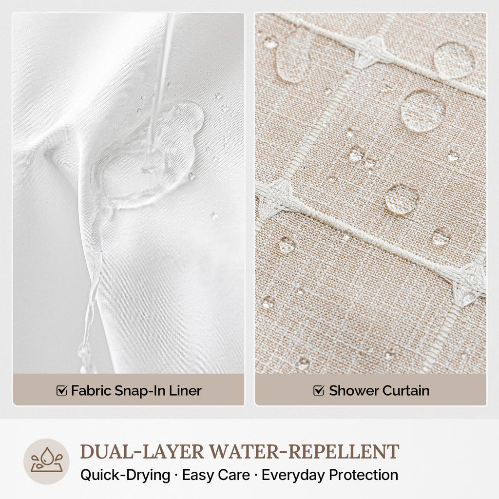 RiverDream Farmhouse No Hooks with Snap-in Liner, Linen, 71x74