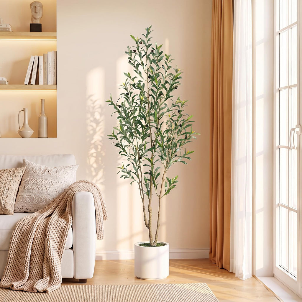 6FT Olive Trees Artificial Indoor with White Planter