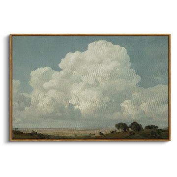 Large Vintage Framed Wall Art, Sky Cloud Canvas Painting, 24x36In