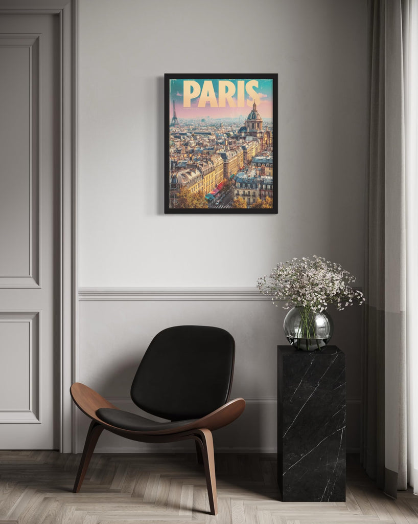 Paris, France Unframed Print Poster, Europe Vintage City Retro Photography Skyline Travel Bedroom Bathroom Living