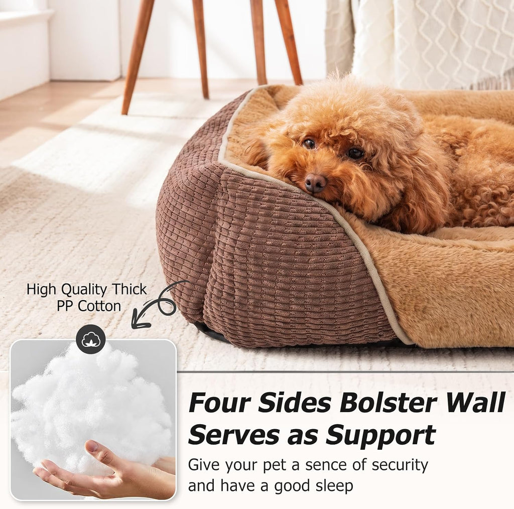 Dog Beds for Medium Dogs Washable, Calming Pet Bed Medium Size Dog, Soft Rectangle Pet Beds Sofa Cuddler, Orthopedic