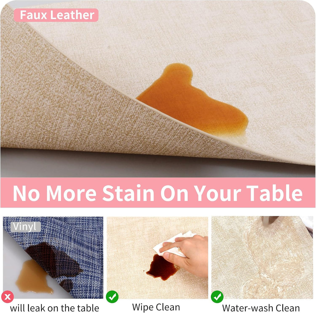 Faux Leather Placemats, Easy to Clean, Beige - Set of 4