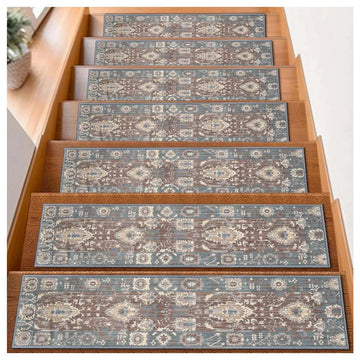 Non-Backed Membrane Stair Tread Mats, '8x30 Inches' Edge Stair Tread Non-Slip Carpet Rugs, Silent Tread Mats, Wooden