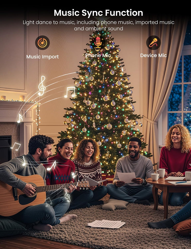 Smart RGB+IC String Lights with 300 LED, 98 FT Indoor Color Changing Christmas Lights, APP & Remote Control, 84