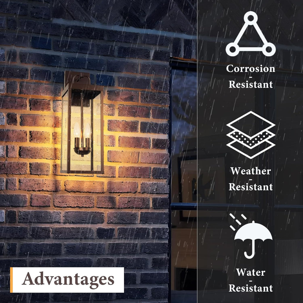 Outdoor Wall Sconce Light, 20 Inch Tall Transitional Exterior Wall Lighting with Clear Glass