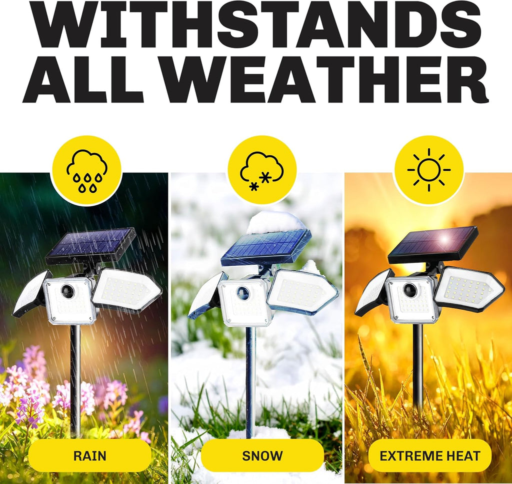 2 Pk Bionic Solar Flood Lights Outdoor Motion Sensor | 500 Lumens, Wireless, Waterproof Security Lights for Outside