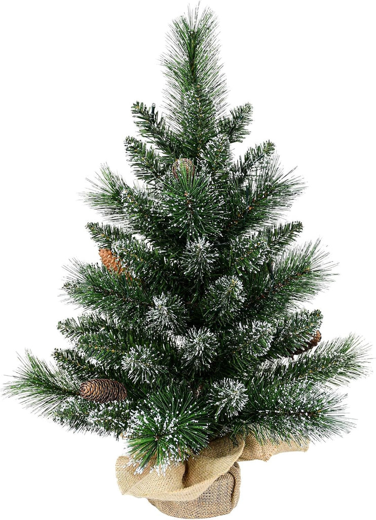 30 Led Warm Lights Pre-Lit Artificial Mini Christmas Tree, 2ft Snow Tipped Pine Artificial Christmas Tree,Seasonal