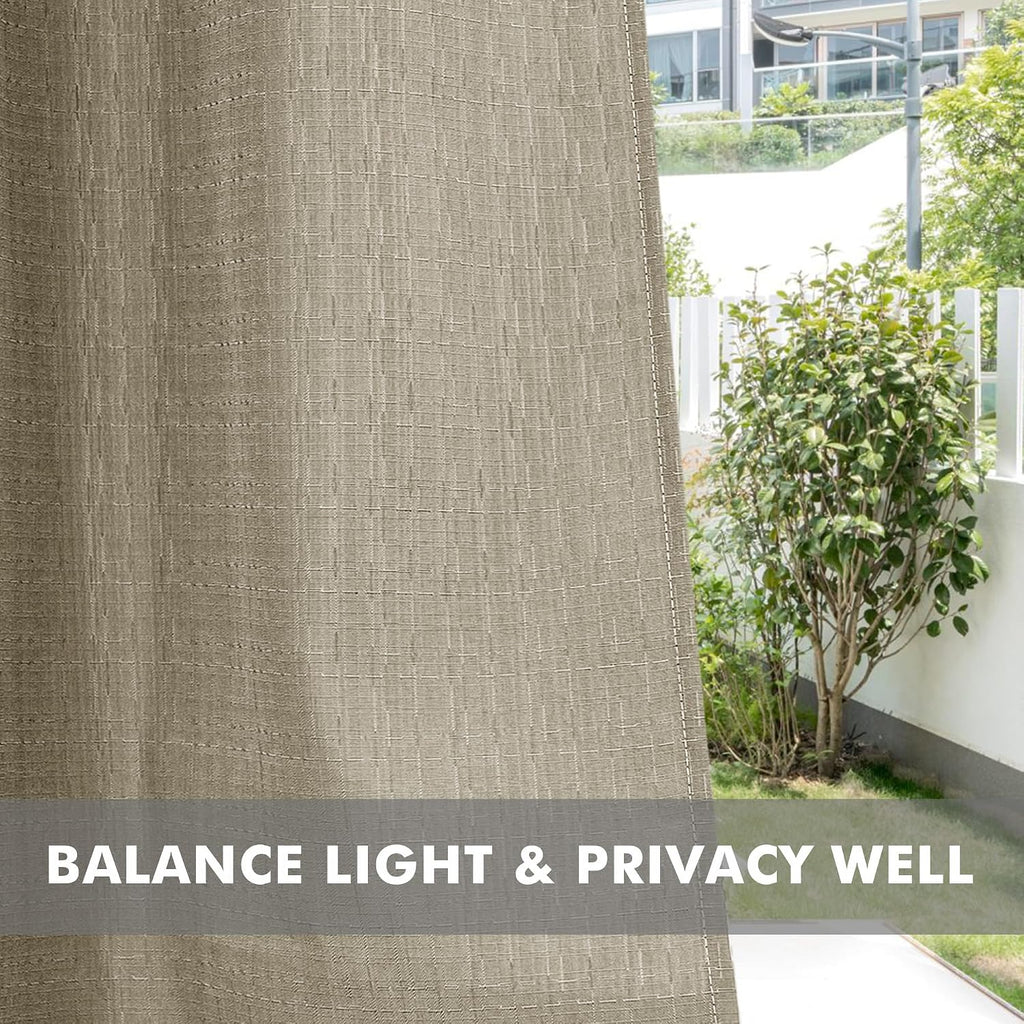 Linen Outdoor Curtains Waterproof 4 Pcs 54x84 In Taupe | Light Filtering, Grommet Top, Outdoor Dining Dividers
