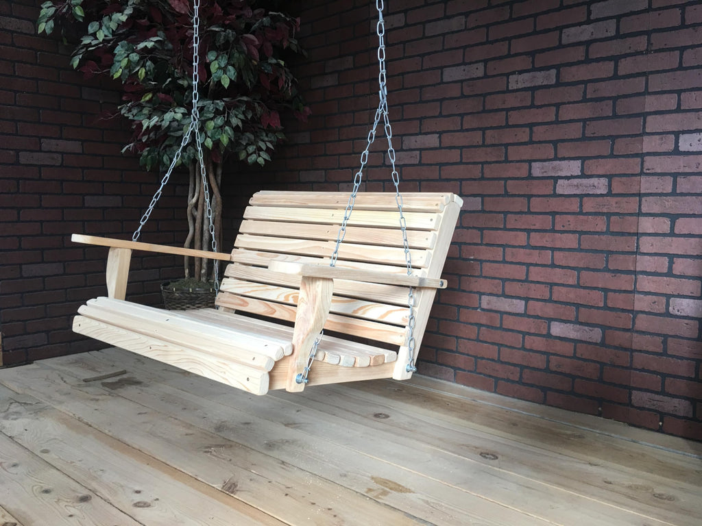 3FT Cypress Roll Porch Swing Made in USA with Hanging Hardware Apartment Size Swing