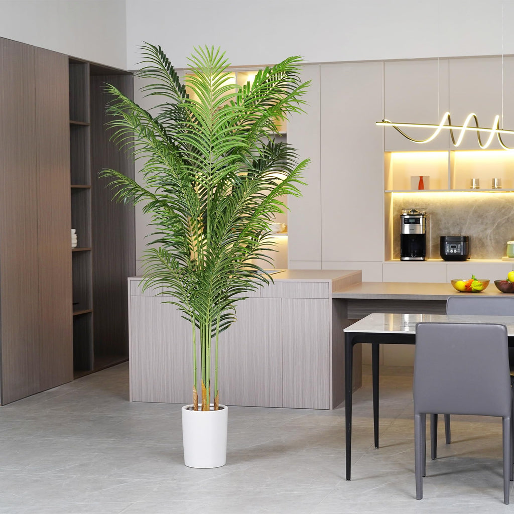 Artificial Palm Tree 7.2Ft Tall Large Fake Plant Indoor Decorative Faux Silk Green Potted Plants Living Room Outdoor