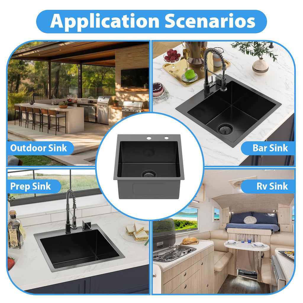 18 In Gunmetal Black Drop Bar Sink