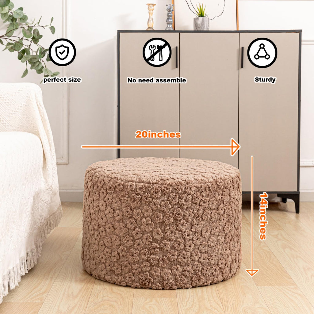Round Pouf Ottoman Footstool 20x14In Ottoman Footrest for Couch Sofa Coffee
