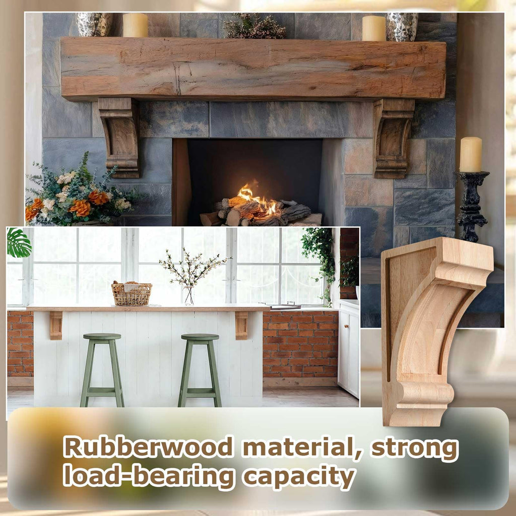 2 Pack Solid Wood Corbels, 3 1/4" w X 4" d X 8" h, Built-in
