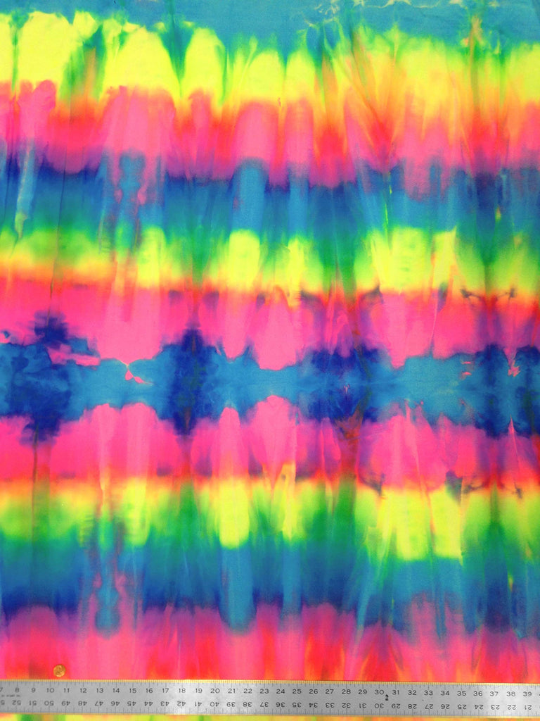 Stripe Tie Dye Multi-Color Pattern on Stretch Nylon Spandex Shiny Tricot Fabric by The Yard