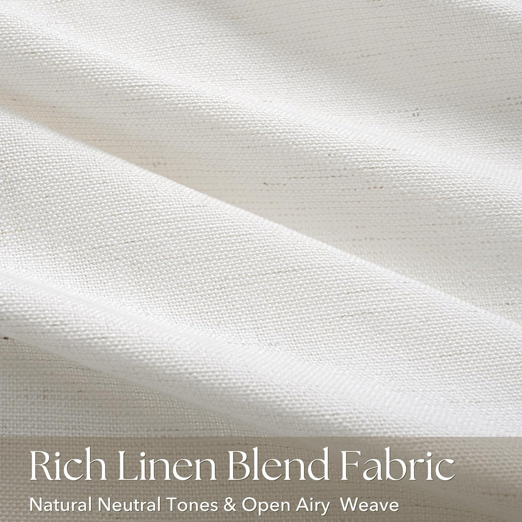 Memory Trained Pinch Pleated Linen Curtains with Hooks Living Room Semi Sheer Light Filtering Curtains 84 inch Long