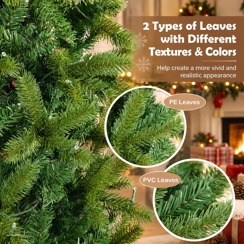 7.5 FT Pre-Lit Artificial Christmas Tree, Slim, Pencil, Easy Setup