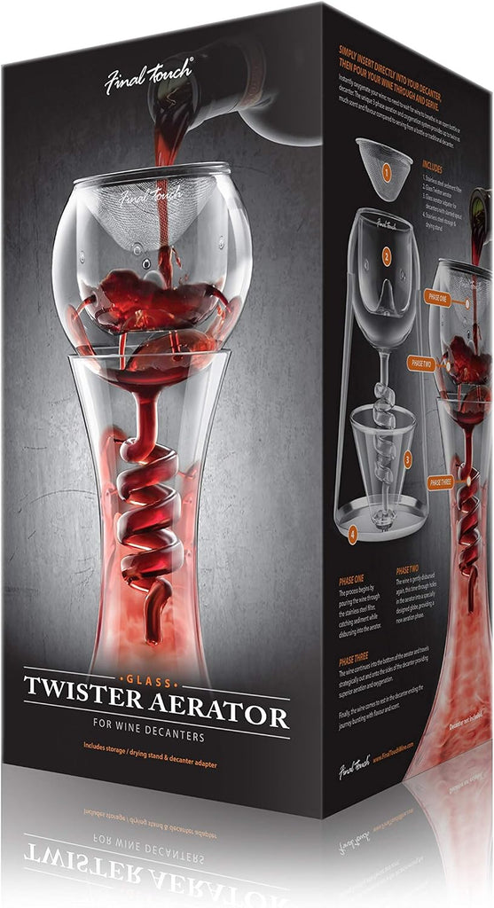 Twister 3-Phase Glass Wine Decanter Aerator & Filter