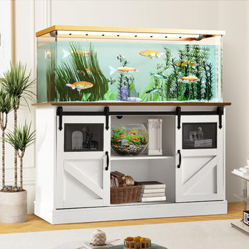 55-75 Gallon Fish Tank Stand with Power Outlet, White Aquarium Stand