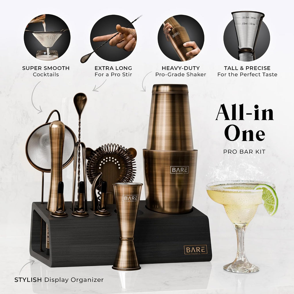 Mixology Bartender Kit Bar Set | 14-Piece Cocktail Shaker Set | Martini Barware Mixing Tools Bartending | Incl. 35 - Set of 14