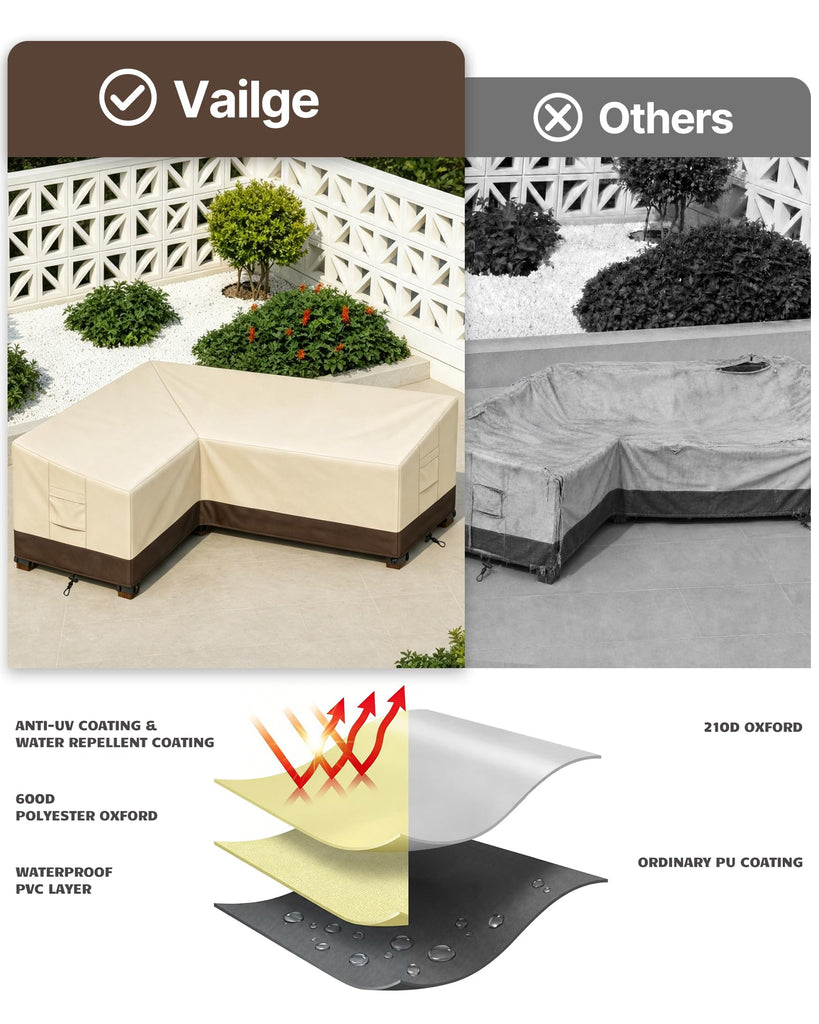 Outdoor Sectional Cover L-Shaped & Patio Furniture Covers Waterproof