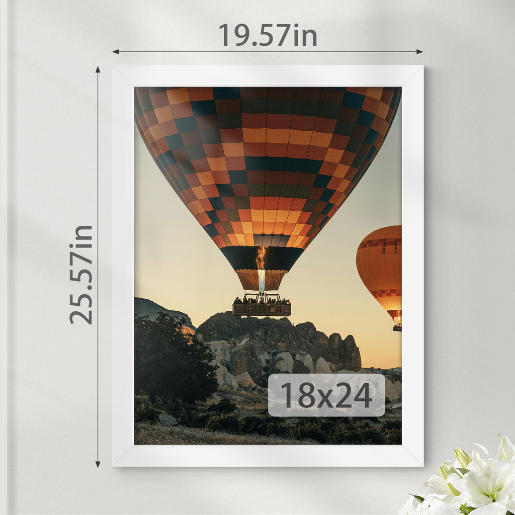 18x24 Picture Frame, White 18 x 24 Poster Frame for Horizontal or Vertical Wall Mounting, 1 Pack