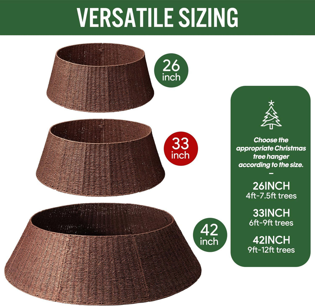Christmas Tree Collar- 33",Christmas Tree Base Christmas Basket Collar ,for Covering Tree Stand (Brown3, 33 in)