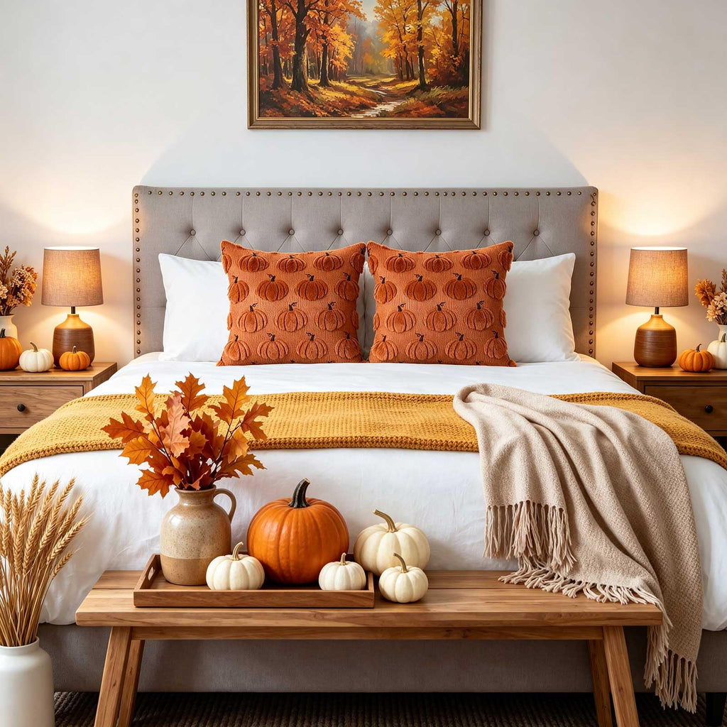 Fall 24x24 Throw Pillow Covers Set of 2, Autumn Pumpkin Throw Pillow Cases Soft Plush Faux Fur Wool 24 x 24 Autumn