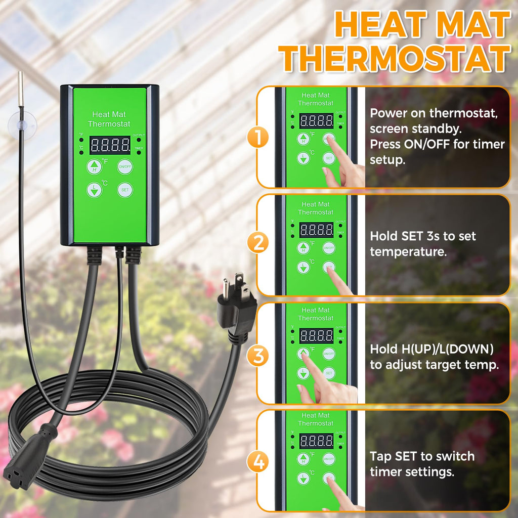 Greenhouse Heater with Thermostat, Electric Outdoor Heater, Yellow