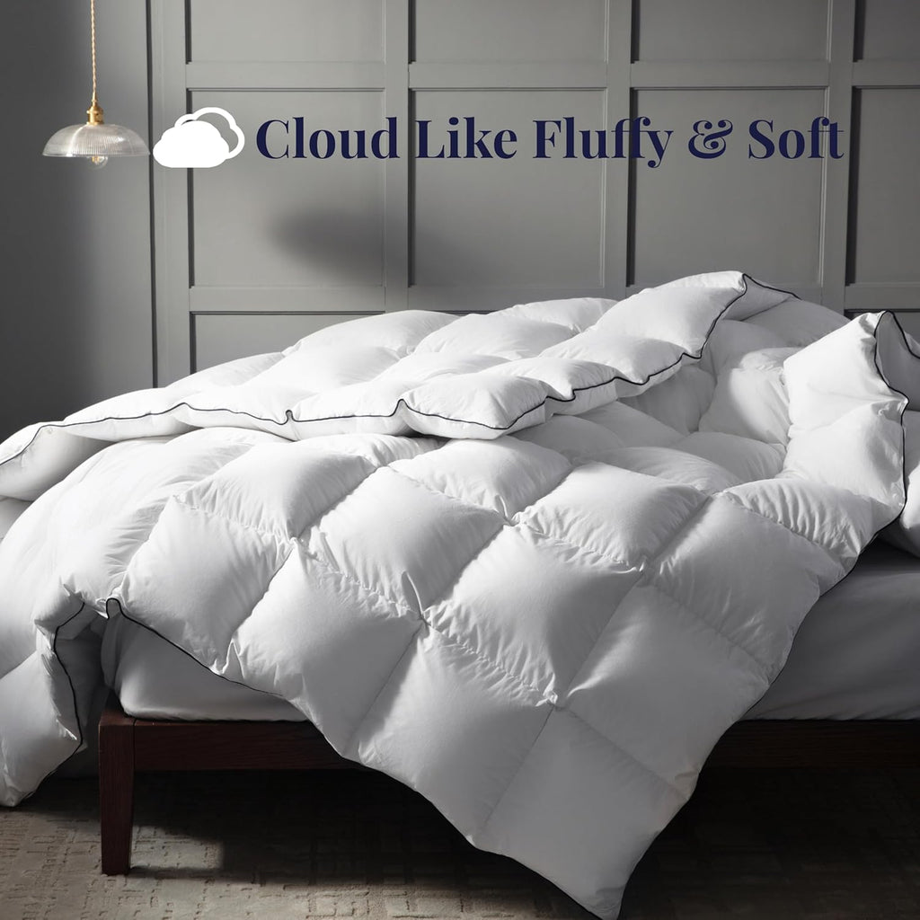 Goose Feather Down Comforter Twin - 100% Cotton Ultra Fluffy Duvet Insert Twin, 1200TC, 850+FP