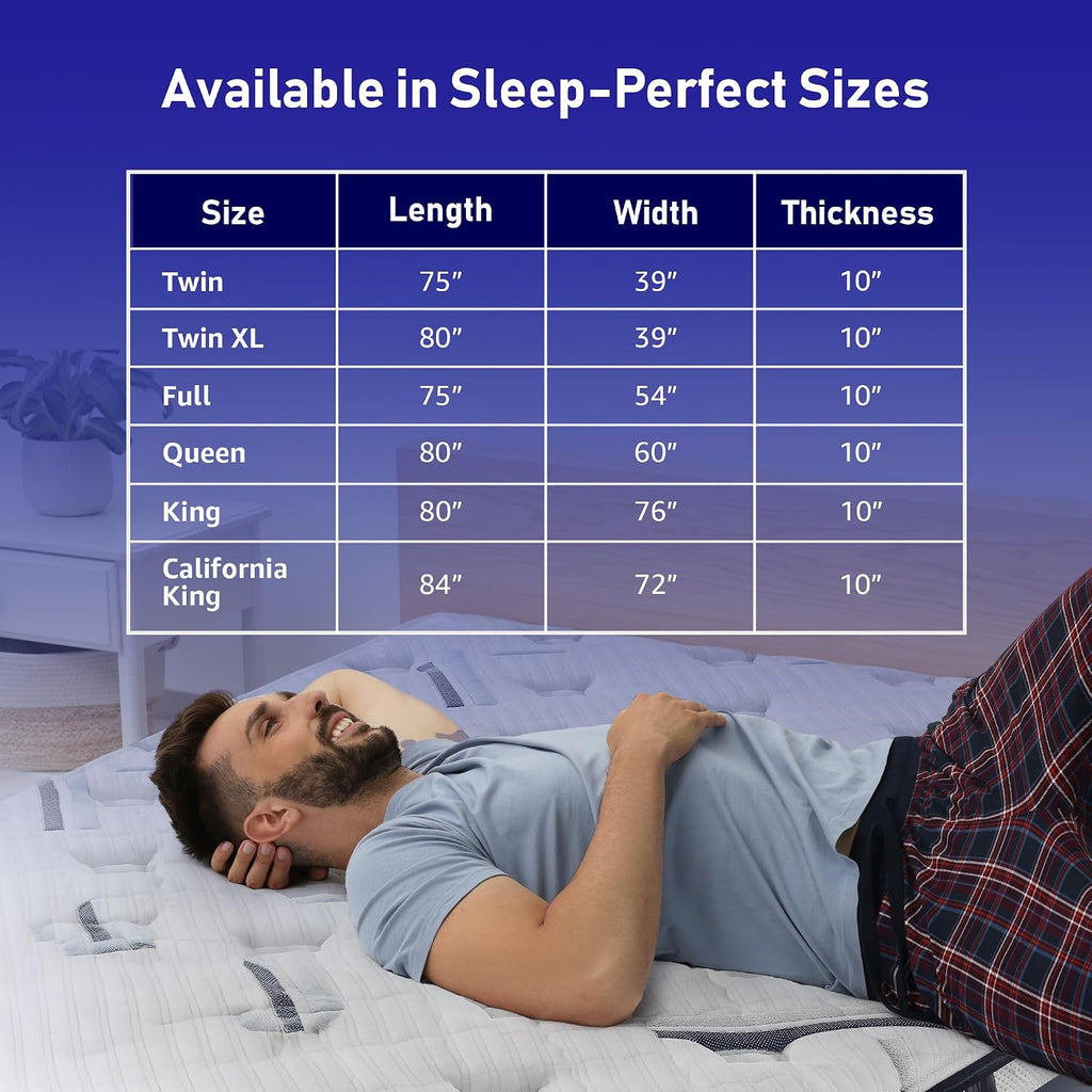 10 Inch Gel Memory Foam Mattress, Queen, Medium | CertiPUR-US certified, fiberglass-free cooling gel foam; motion