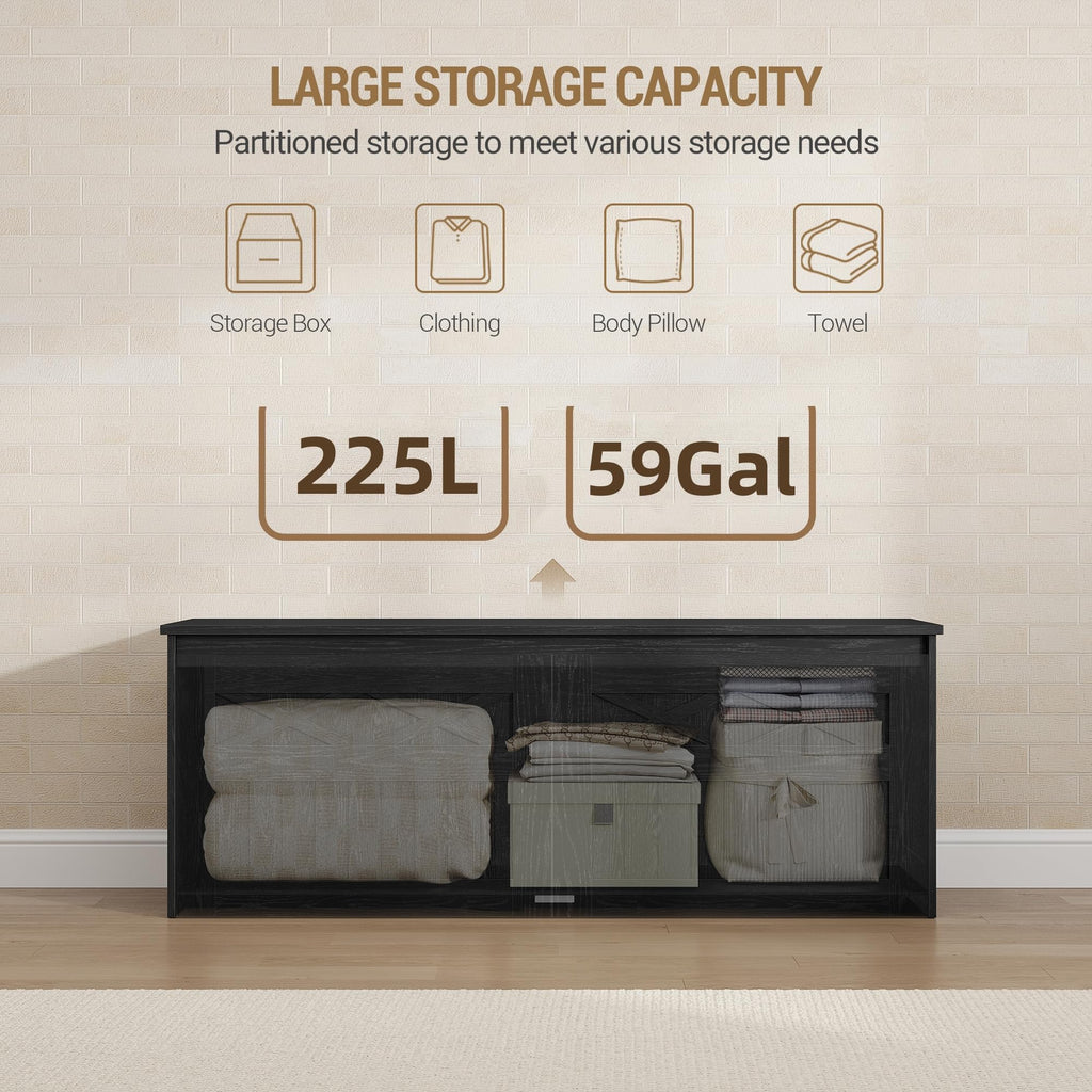 47 inches Rustic Storage Chest and Bench | 59 Gal | 330lb Seat