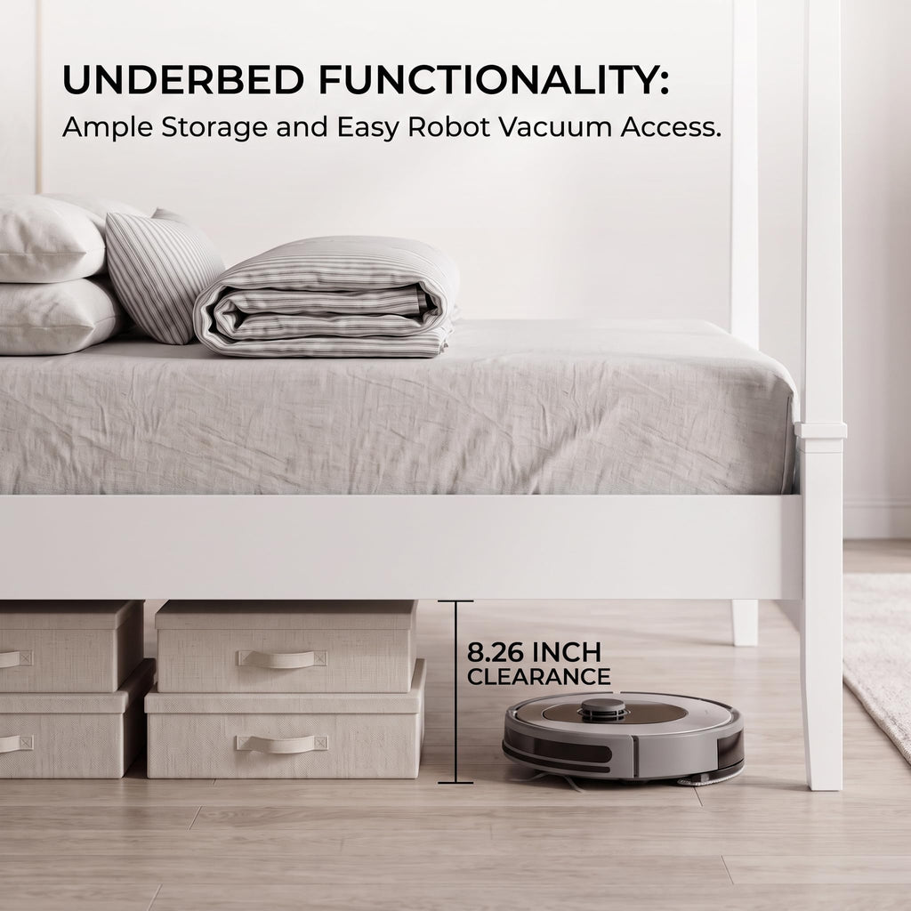 Rustic Farmhouse 4-Poster Canopy Platform Bed with Headboard