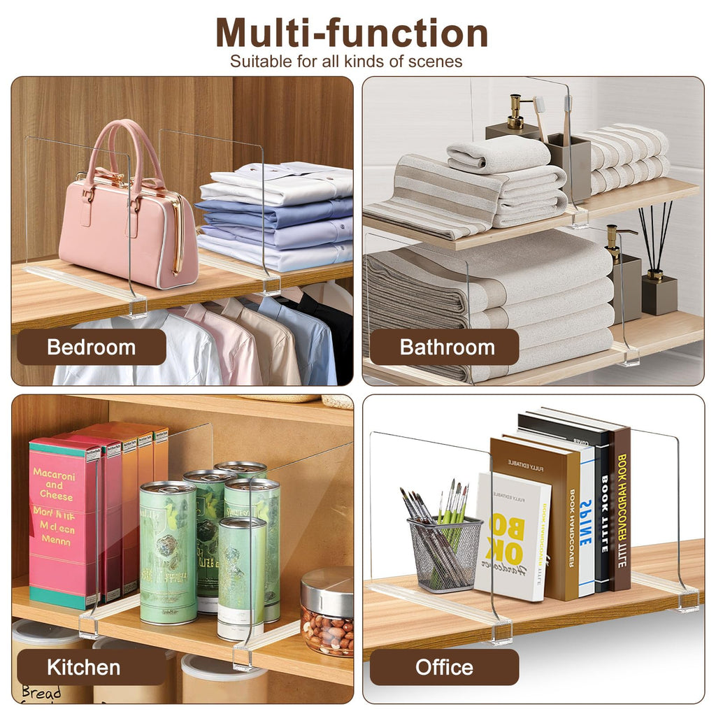 Shelf Dividers for Closet Organization, Adjustable Shelf Separators, 10 Pcs