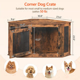 Corner Dog Crate Furniture, Wooden Dog Kennel End Table, Decorative Pet Crate Indoor Use