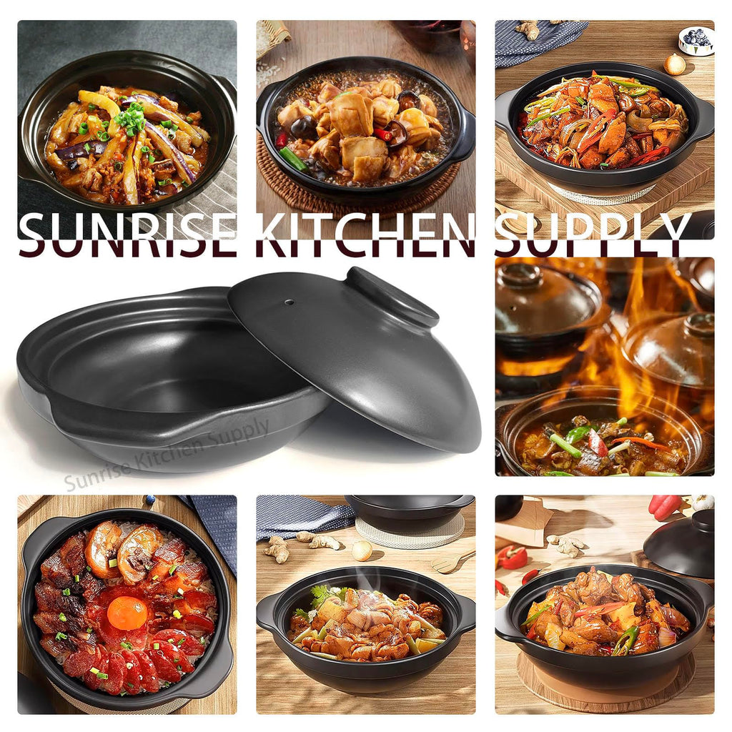 Black Casserole Clay Pot (36, Ounces)