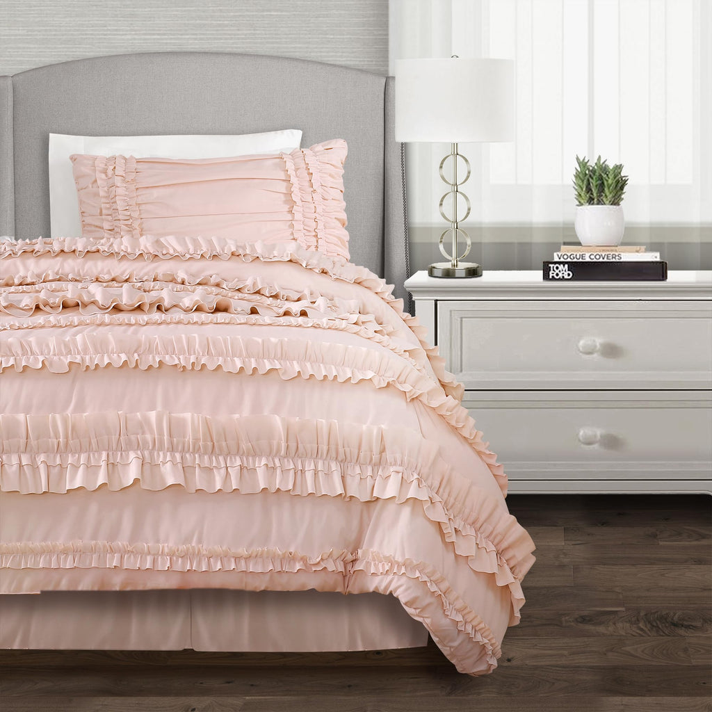 Belle Comforter 4 Piece Set Blush - Ruffle Bedding Set - Cute Comforter - Coquette Decor - Bedding