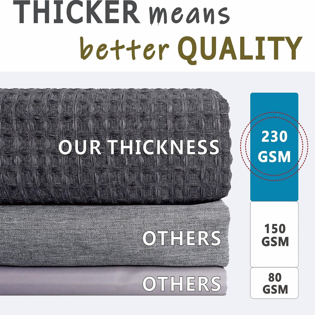 Dark Grey Bathroom Shower Curtain: Water Repellent Heavy Duty - 72"Lx72"W | Waffle Weave Textured 256GSM Weighted
