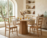 39” Round Solid Wood Dining Table for 4-5 People, Modern Pedestal Kitchen Table with Octagon Base, Circle