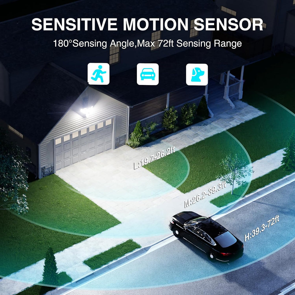 85W LED Security Lights Motion Sensor Light Outdoor, 8500LM Dusk to Dawn, IP65 Waterproof, 6500K, 3 Head Motion