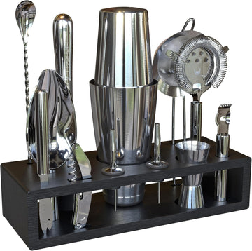 13-Piece Boston Cocktail Shaker Set Stainless Steel Mixology Bartender Kit With Stand Bar Cocktail Set | Laser