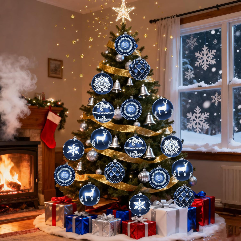 6 PCS 6" Large Christmas Balls Ornaments, Xmas Tree Hanging Decorations Outdoor, Shatterproof Christmas Bulb Ornament