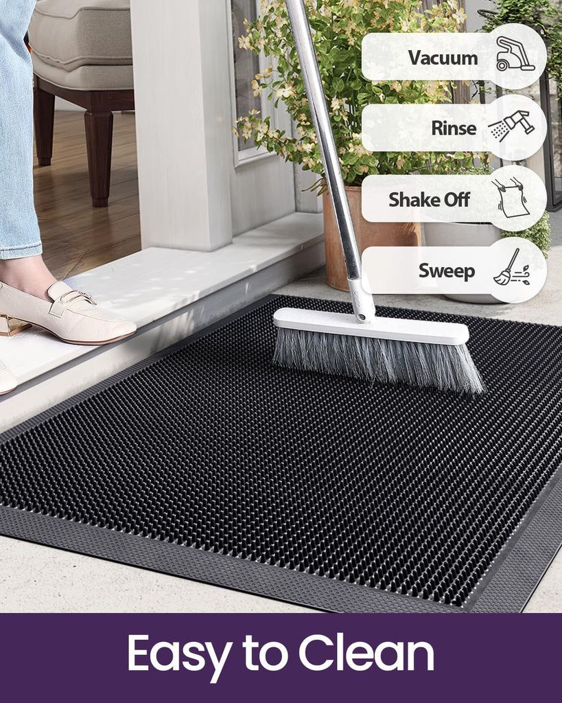 Door Mat Outside Entrance 36x48, Heavy Duty Rubber Doormats, Black | Non-Slip Low-Profile, Traps Dirt Outdoor Mat