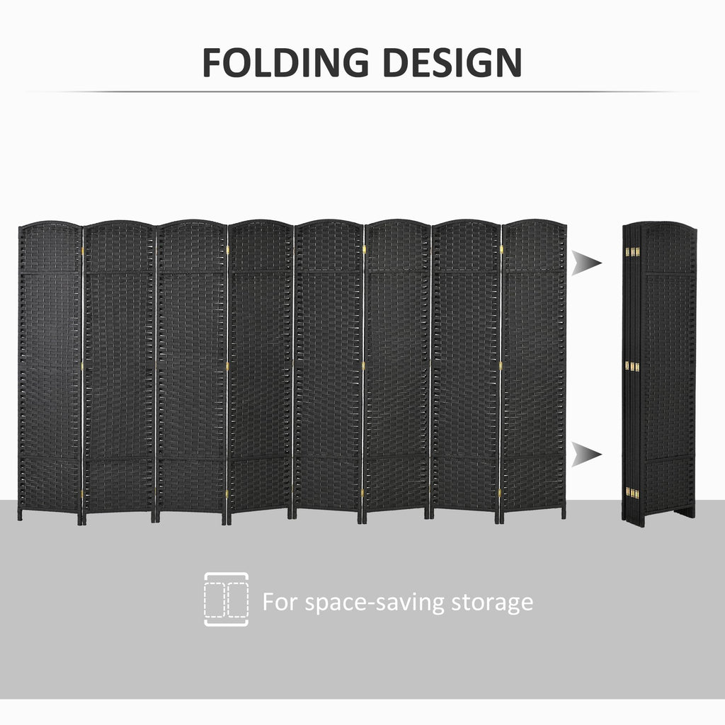 Room Divider 8 Panel Privacy Screen 5.6' Tall Wall Partition Black