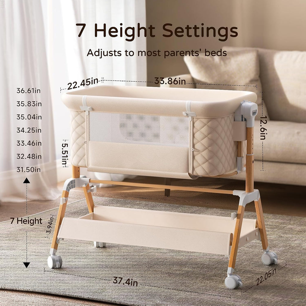 3 in 1 Baby Bassinet Bedside Sleeper,Bedside/Rocking Bassinet for Baby with Waterproof Comfy Mattress and Lockable