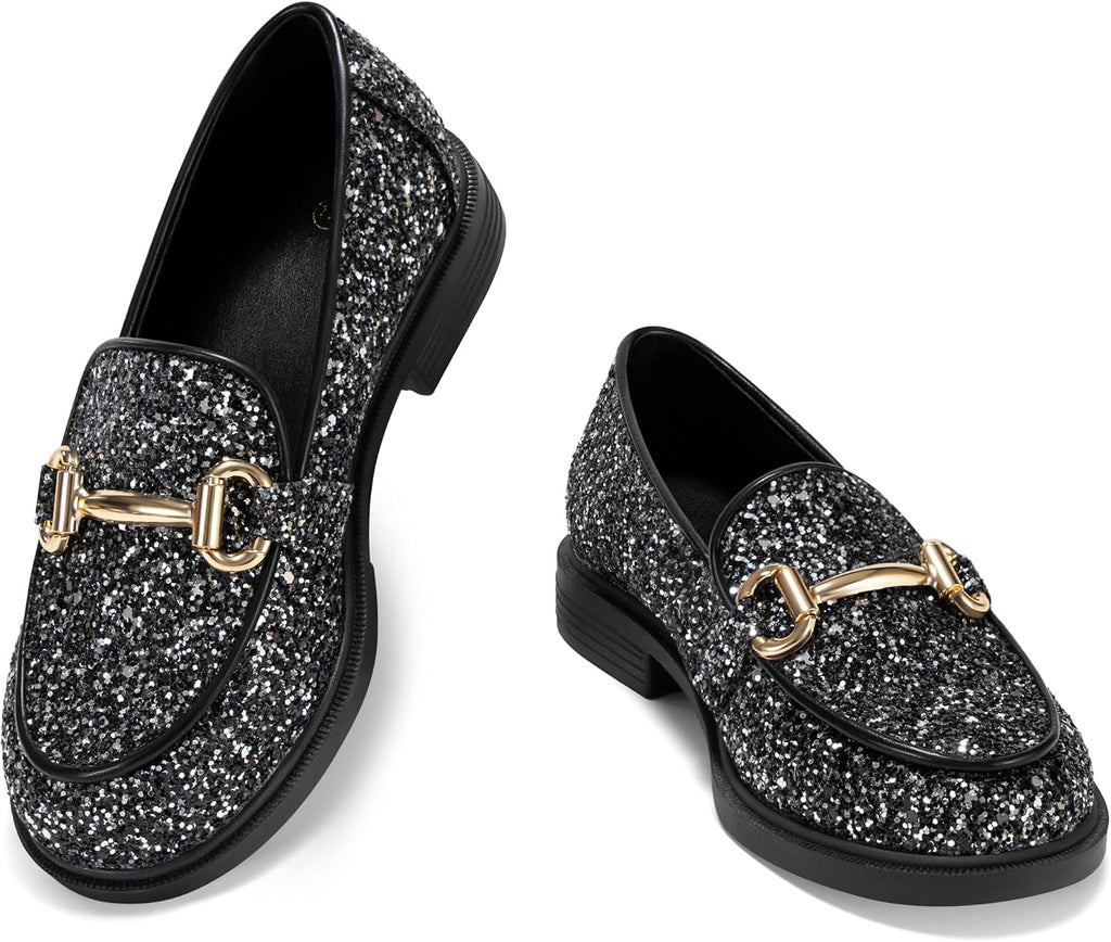 Boy's Glitter Loafers Slip on Flats Dressy Formal Party Shoes