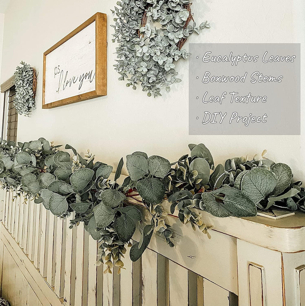 Eucalyptus Garland Lush Artificial Greenery Faux Vines - Set of 2
