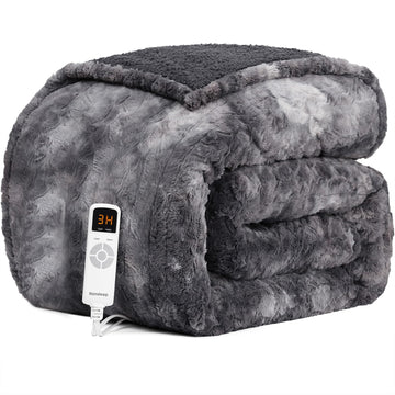 Heated Blanket Throw, Soft Electric Blanket 50x60in, Grey