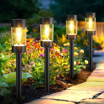 Solar Pathway Lights Outdoor Waterproof, 8 Pack, Warm White