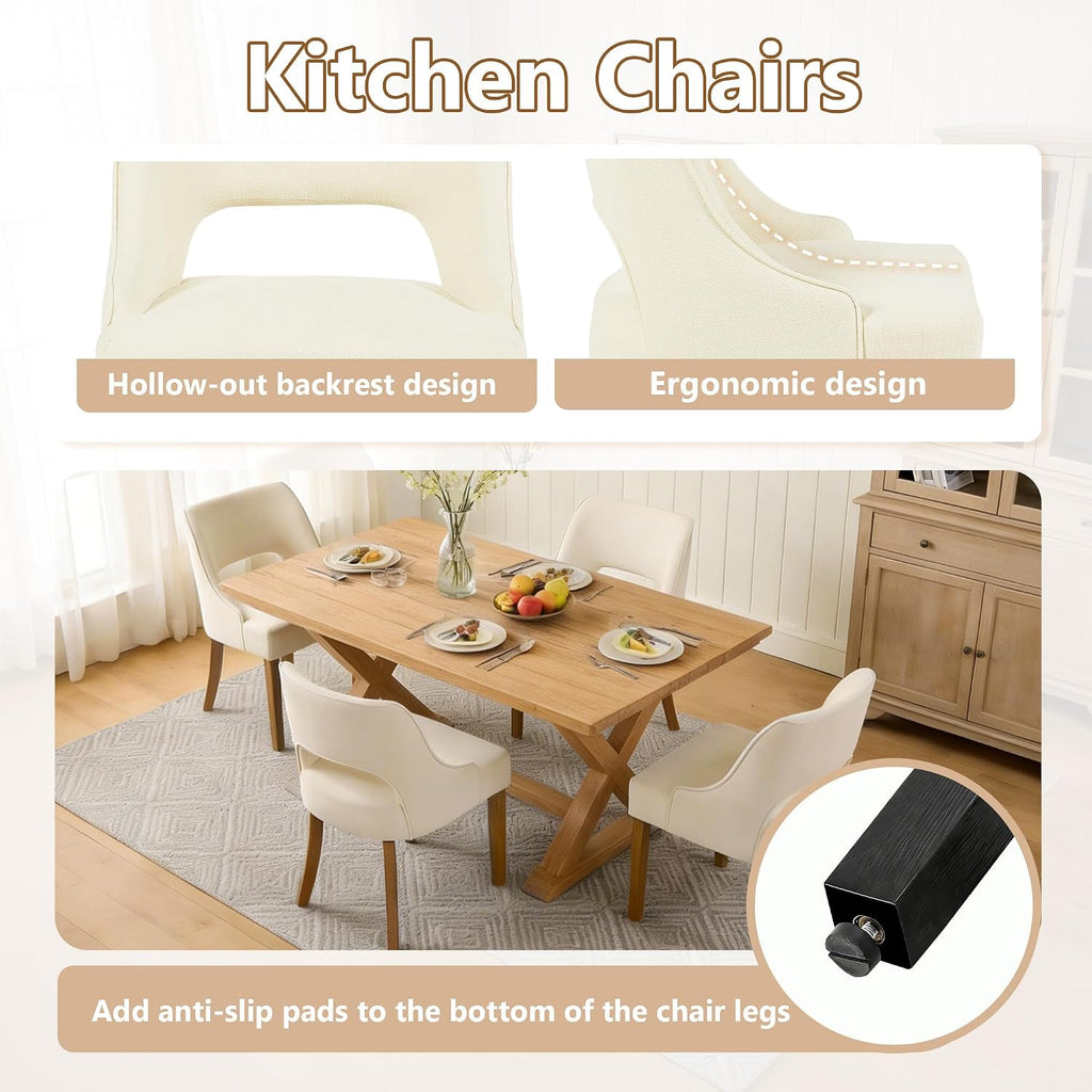 Wooden Dining Chairs Set of 2, Modern Fabric Upholstered Kitchen Chairs Dining Chair, Mid Century Modern Chair for